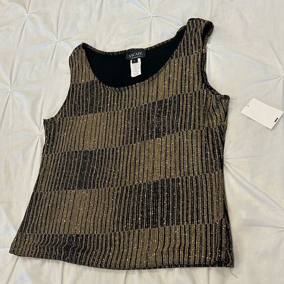 NWT XSCAPE Women's Gold & Black Tank Top and Open Front Cardigan Set Size Large - Picture 10 of 14
